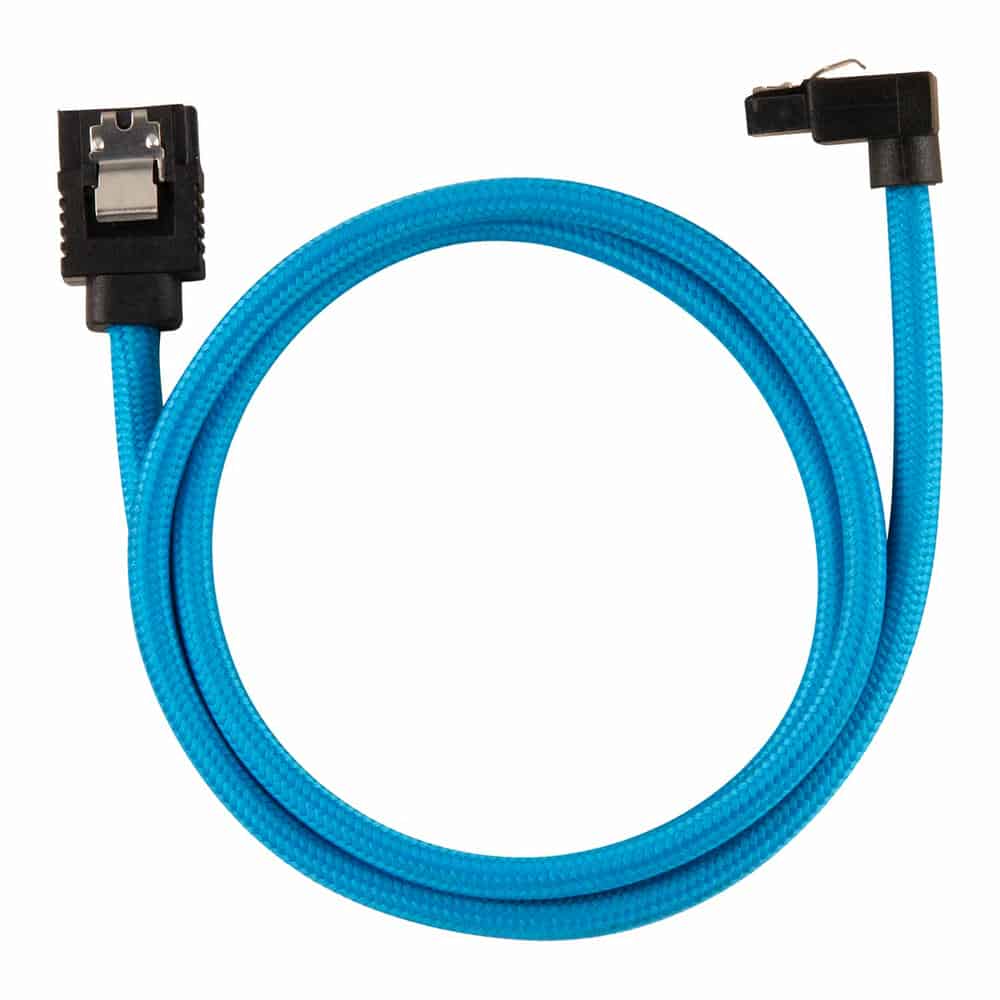 Corsair 60cm Blue Premium Braided Sleeved 90° SATA Data Cable
